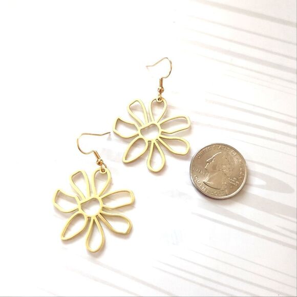 Flower Gold-tone Earrings  - Picture 3 of 6